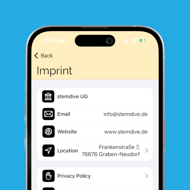 Imprint screenshot